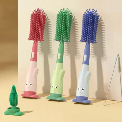 3 In 1 Baby Bottle Cleaning Brush Kit In Stick Shape - New Baby Joy