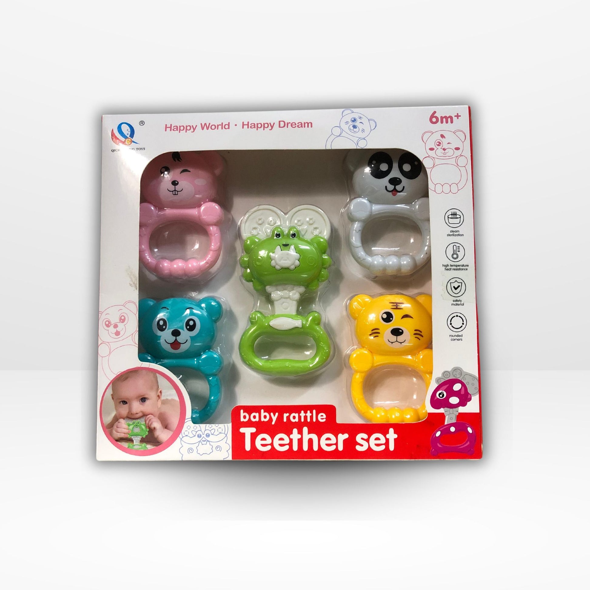 Baby Rattle Teether Set 5Pcs Crab - New Baby Joy