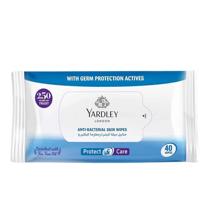 Yardley London Protect & Care Anti-Bacterial Skin Wipes, 40-piece - New Baby Joy